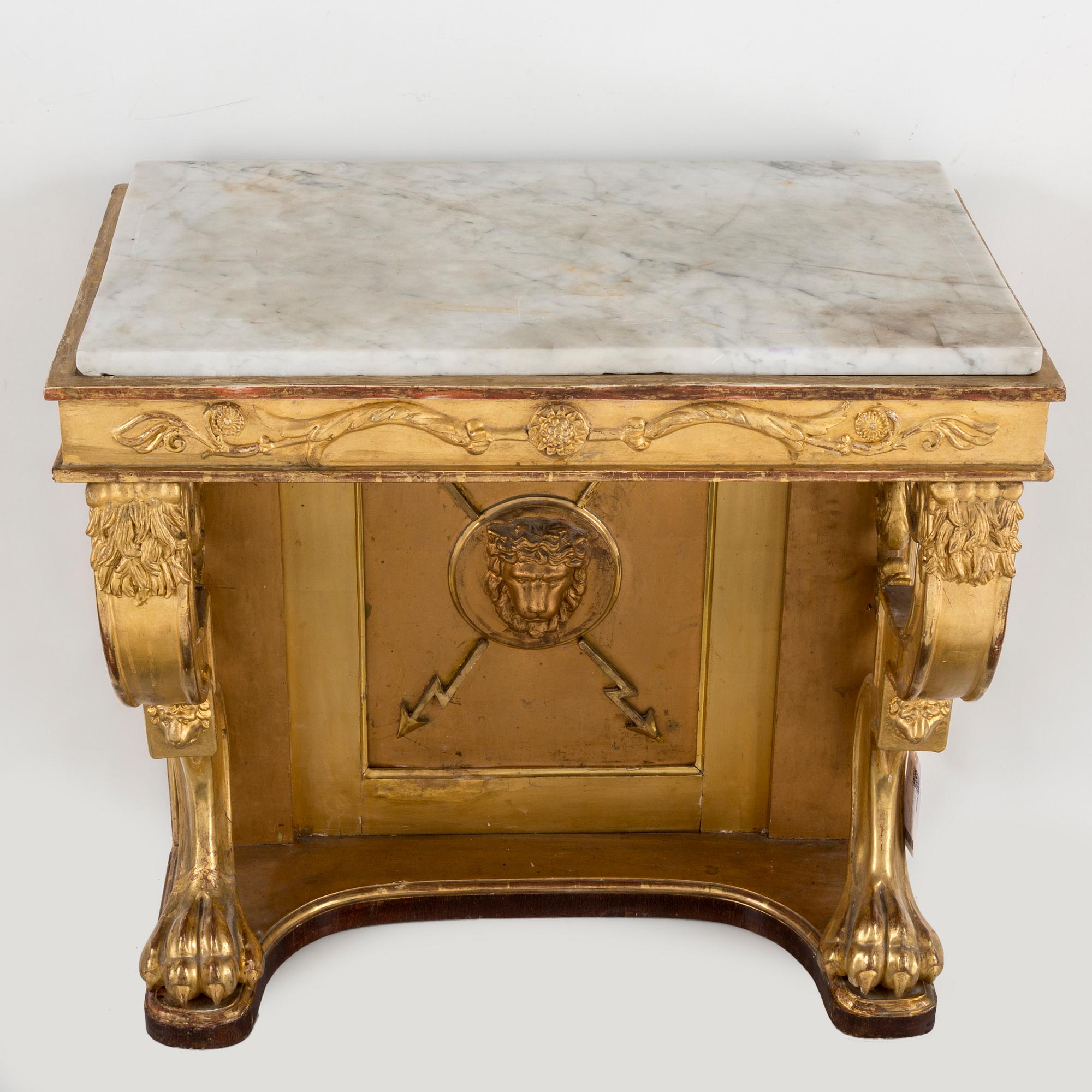 A first half of the 19th century mirror and console table by P G Bylander Göteborg.