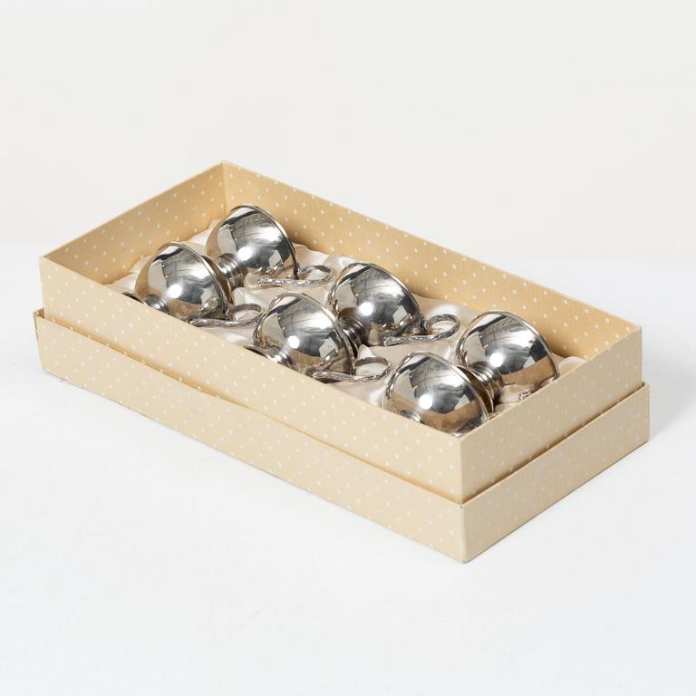 Guldsmedsaktiebolaget (GAB), Punch mugs, 6 pcs, silver, Stockholm 1962-1965.