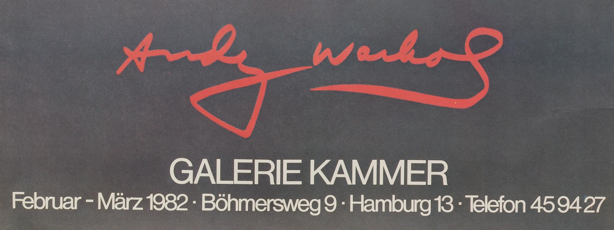 ANDY WARHOL POSTER Galleri Kammer, Hamburg, Tyskland, 1982.