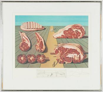 Salvador Dalí, lithograph, "Les entre-plats sodamisés" from "Les diners de Gala".