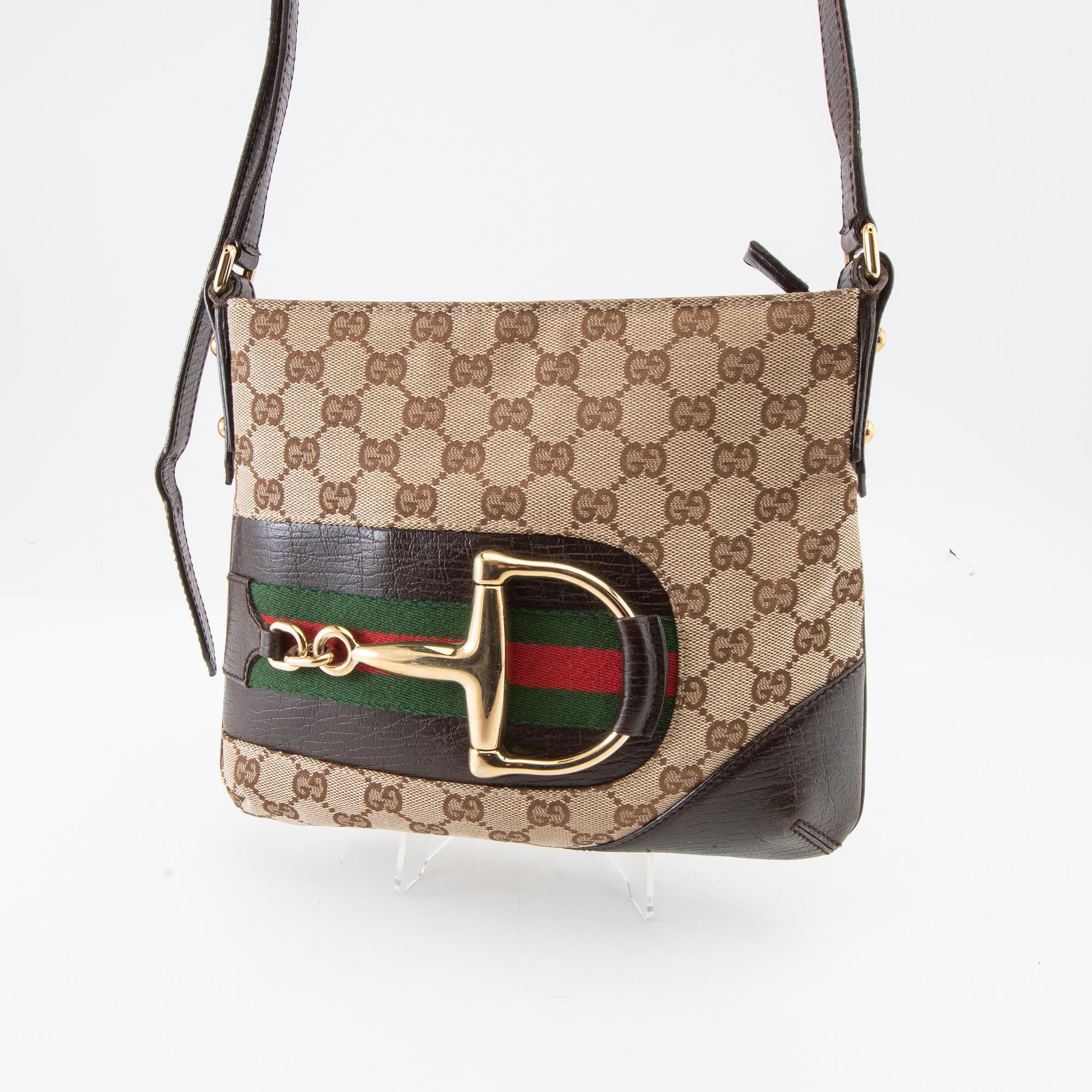 Gucci, axelremsväska Horsebit Canvas Sherry Line.