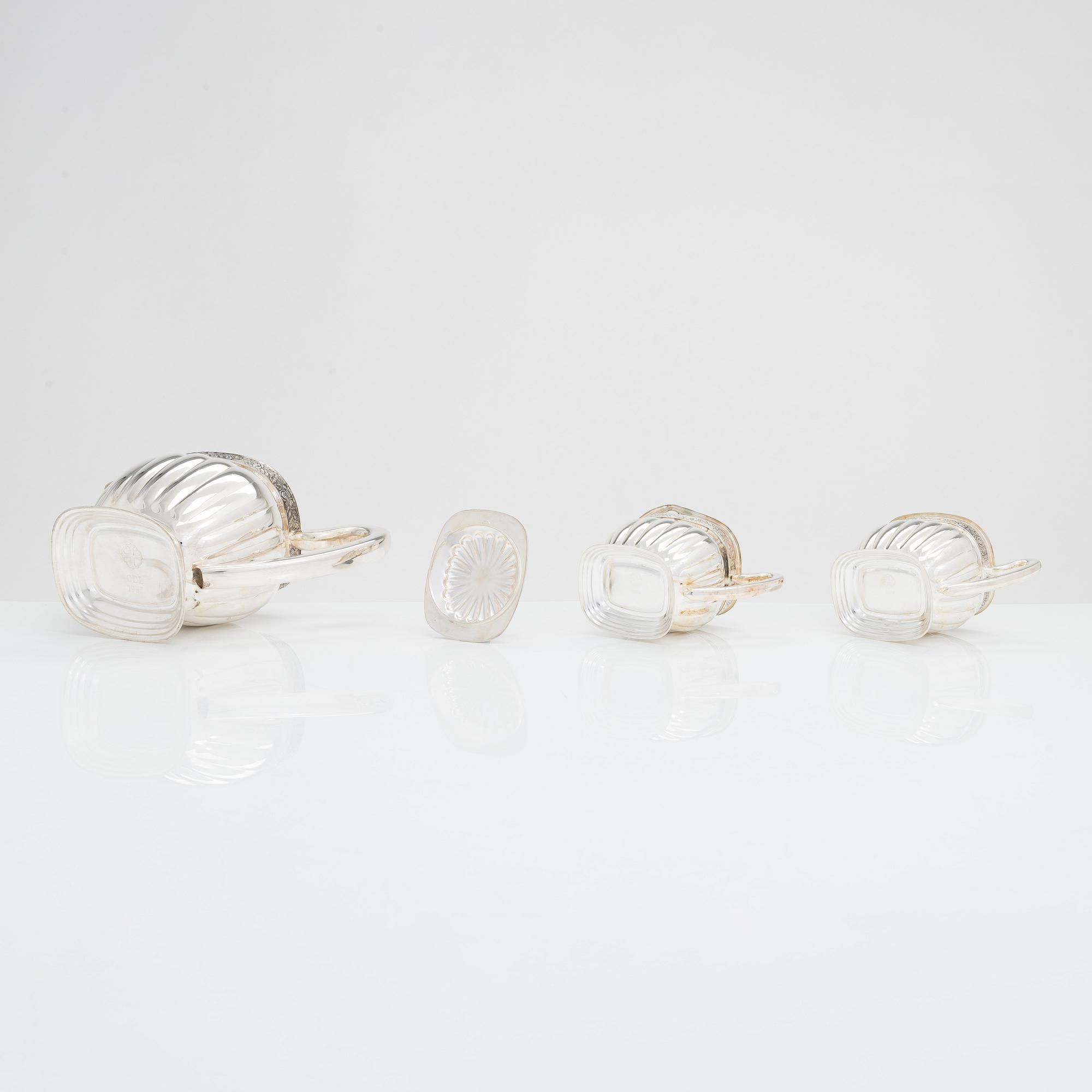 Kaffeservis, 3 delar, silver, Kultakeskus, Tavastehus 1993-95.