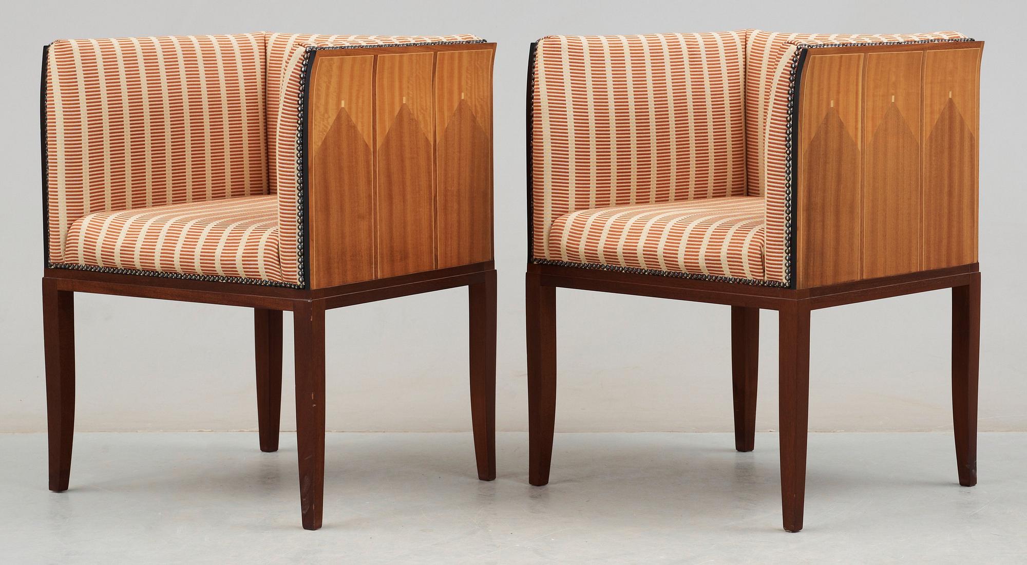 An Eliel Saarinen 8 pieces 'Cranbrook' set of furniture, probably by Adelta, Finland.