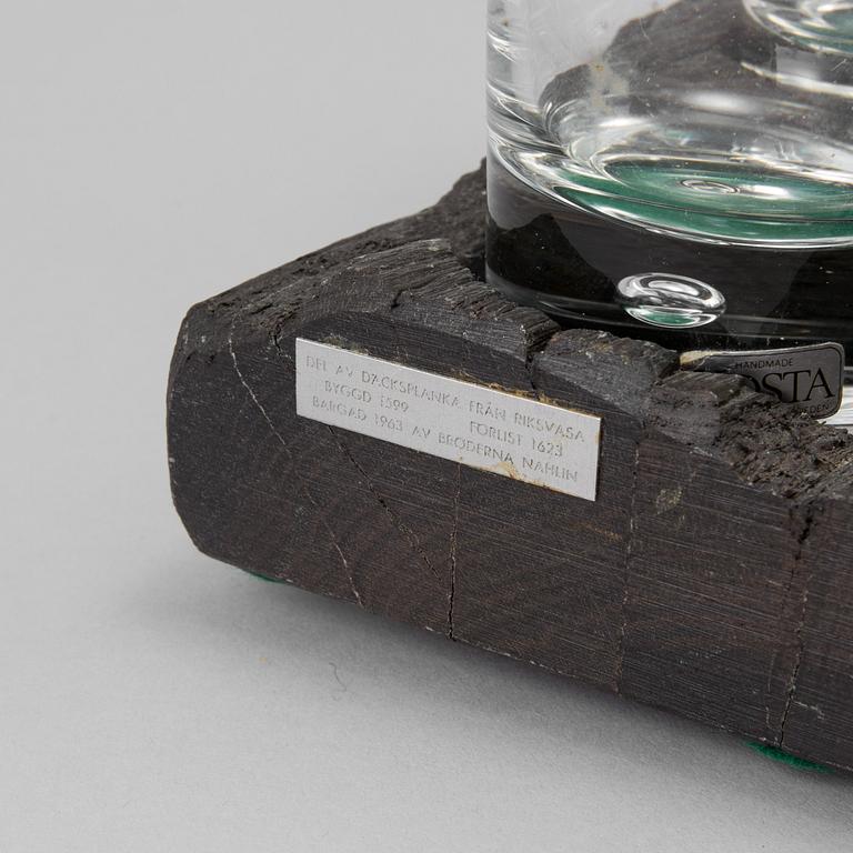 WHISKEYSTÄLL, 2 st svartek från Riksvasa, med GLAS, 6 st, glas, Kosta, 1900-tal.