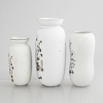 Stig Lindberg, a set of three "Grazia" vases, stoneware, Gustavsberg, 1946-69.