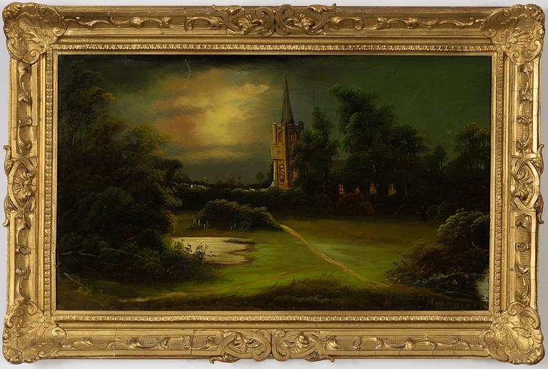 Unknown artist 19th/20th Century. Signed Ruyd. Oil on paper-panel 37.5 x 62.5 cm.
