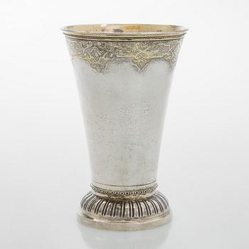 A parcel-gilt silver cup, maker's mark of Gustaf Stafhell the Elder, Stockholm 1743.