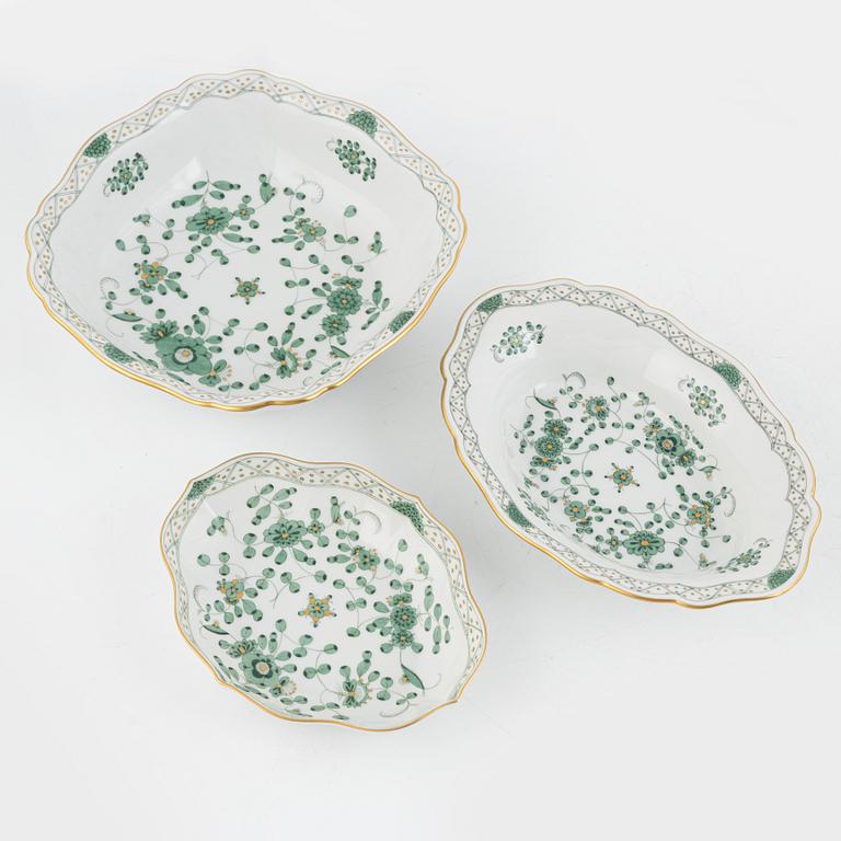 A 69-piece porcelain dinner service,  "Indische Malerei Grün", Meissen, Germany.