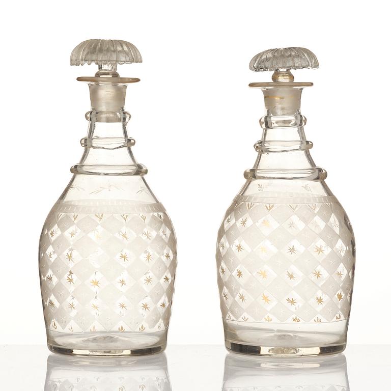 Decanters, a pair, possibly Kosta, circa 1900.