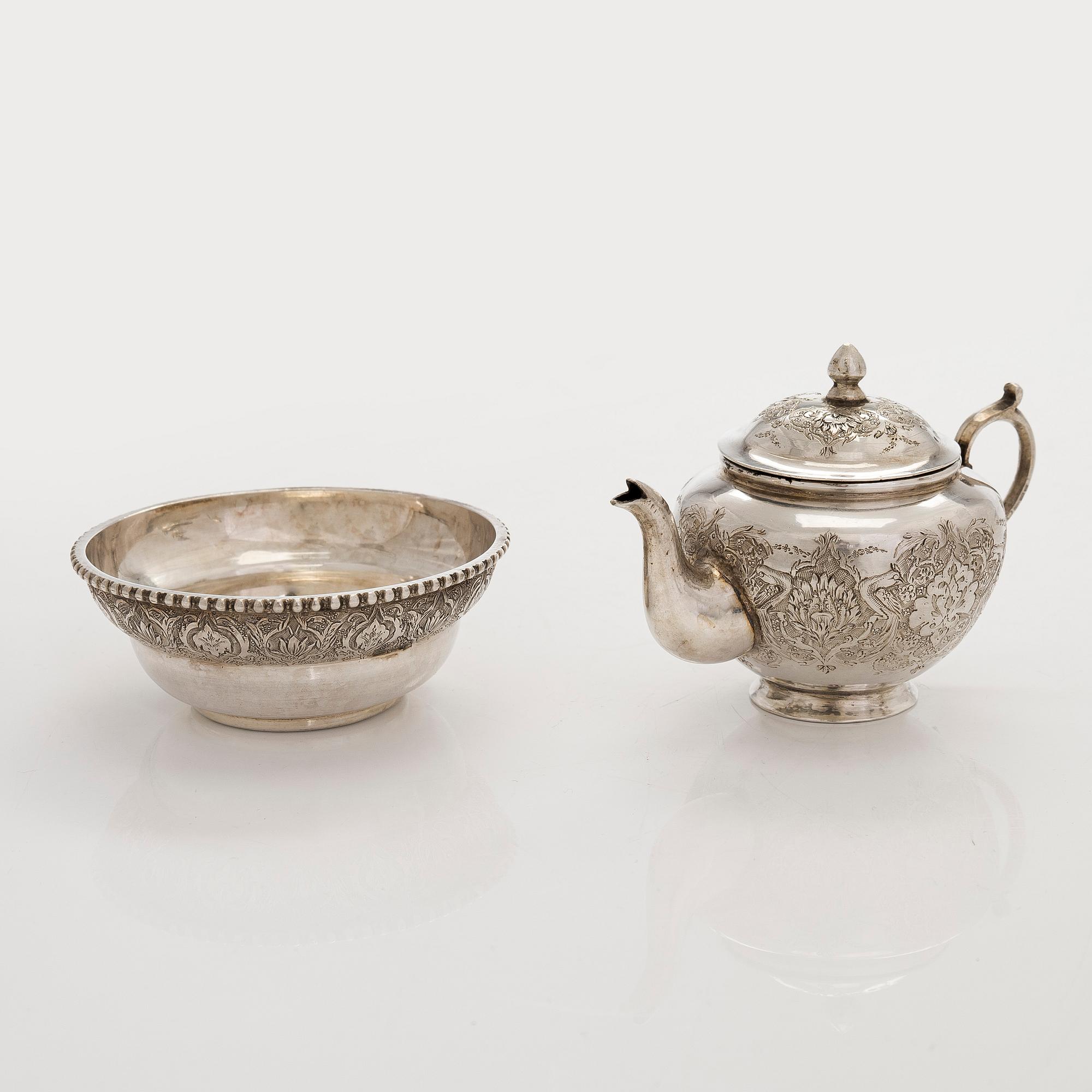 A Persian miniature silver samovar, first half/mid-20th century, Finnish import marks, Helsinki 1953.