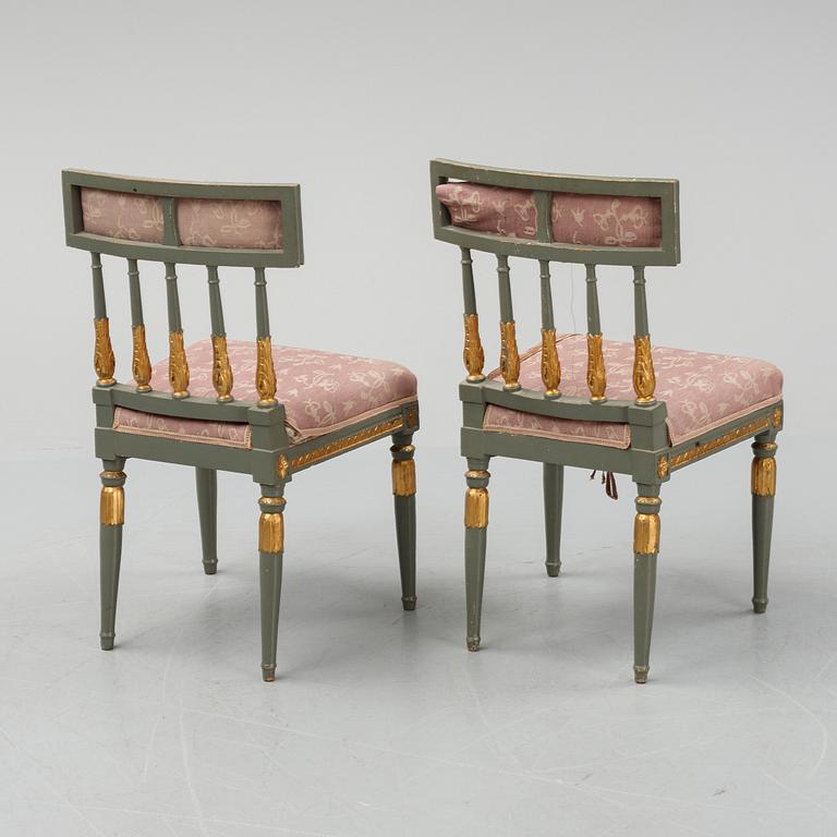 Stolar, 4 stycken (2+2), sengustavianska, tidigt 1800-tal.