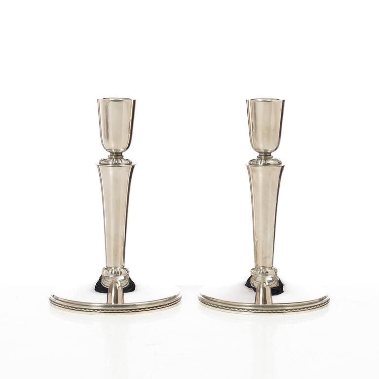 Eric Råström, Candelsticks, a pair, silver, CG Råström, Stockholm 1955.