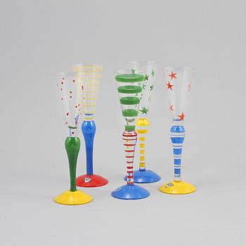 SNAPSGLAS, 5 st, "Clown", Anne Nilsson, Orrefors.
