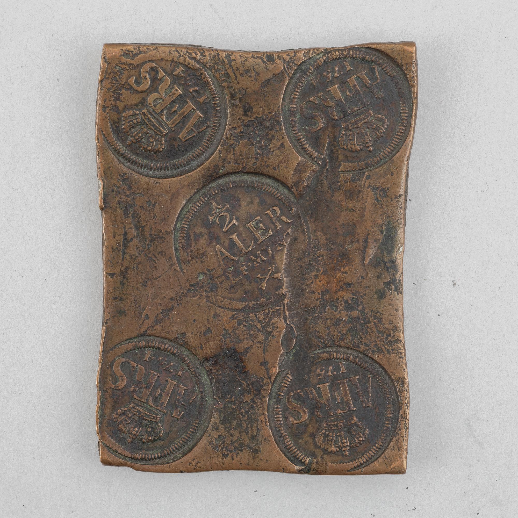 Adolf Fredrik, plate money, 1/2 daler, Avesta, 1754.