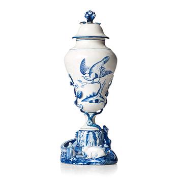 304. A Swedish Marieberg faience vase with cover, 1772.