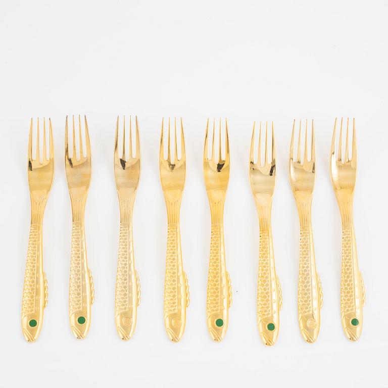 Gunnar Cyrén, fish cutlery, 16 pieces, "Nobel", Gense.