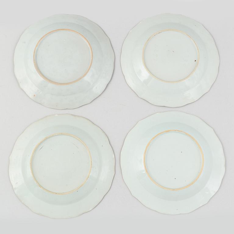 A set of seven Chinese export porcelain plats, Qing Dynasty, Qianlong (1736-95).