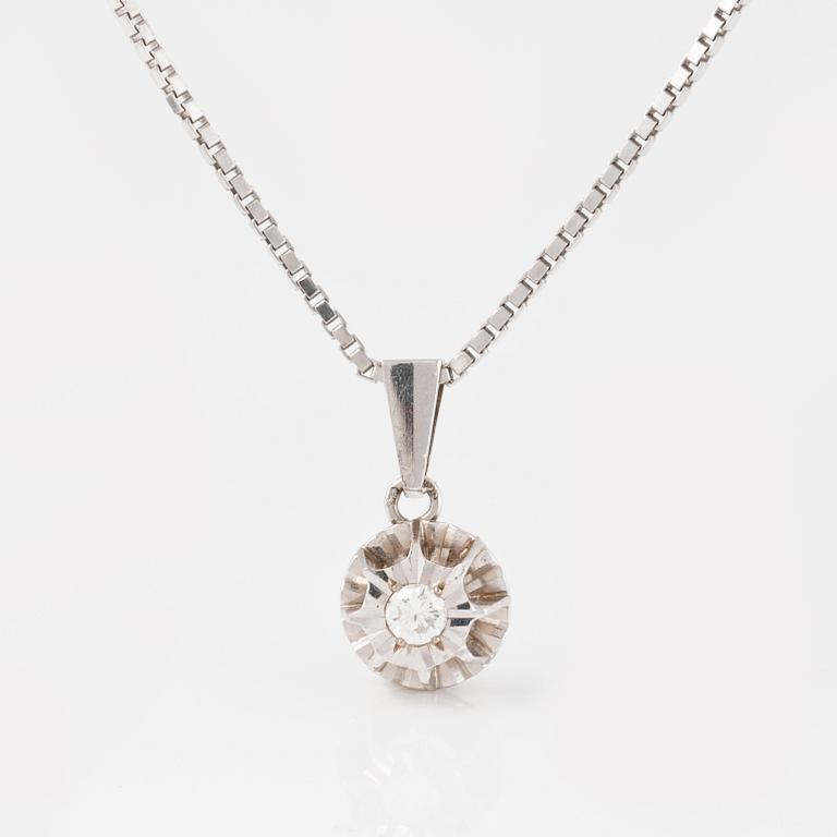 HÄNGE, 18K vitguld med briljantslipad diamant 0.20 ct. Vikt 8 gram.