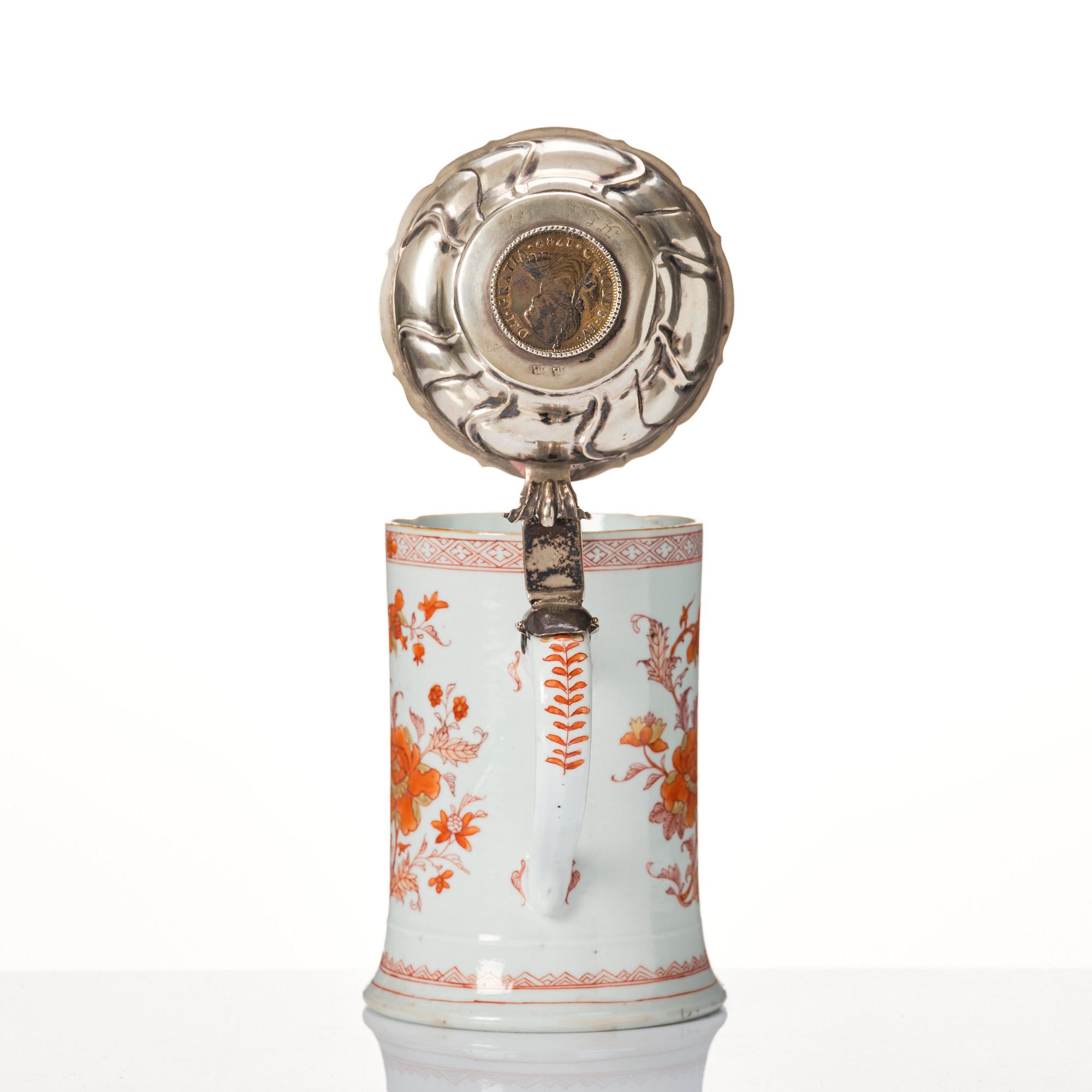 A silver mounted tankard, Qing dynasty, Kangxi (1662-1722).