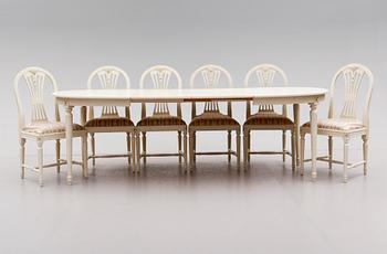 MATGRUPP, 7 delar, gustaviansk stil, 1900-talets andra hälft.