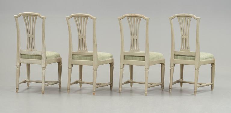 STOLAR, fyra stycken, av Johan Hammarström (mästare i Stockholm 1794-1812), sengustavianska.