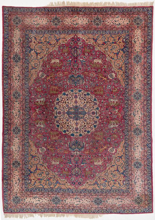 An antique Tabriz carpet, West Persia, c. 447 x 322 cm.