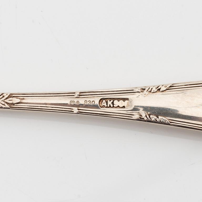 Smörgåsbestick, 18 delar, silver, Sverige, 1900-talets första hälft.