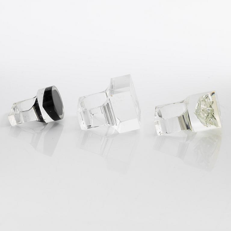 Siv Lagerström, three acrylic rings, 1970s.