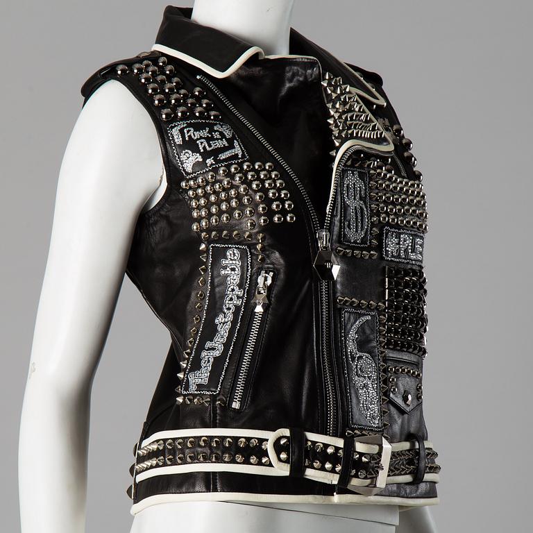 LEATHER VEST, Philipp Plein, size M.