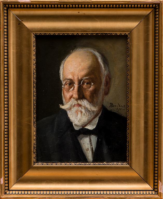 ADOLF VON BECKER, olja på pannå, signerad och daterad 1901.