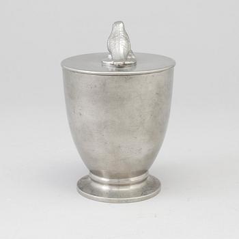 A lidded pewter jar from Svenskt Tenn, Stockholm, 1929.