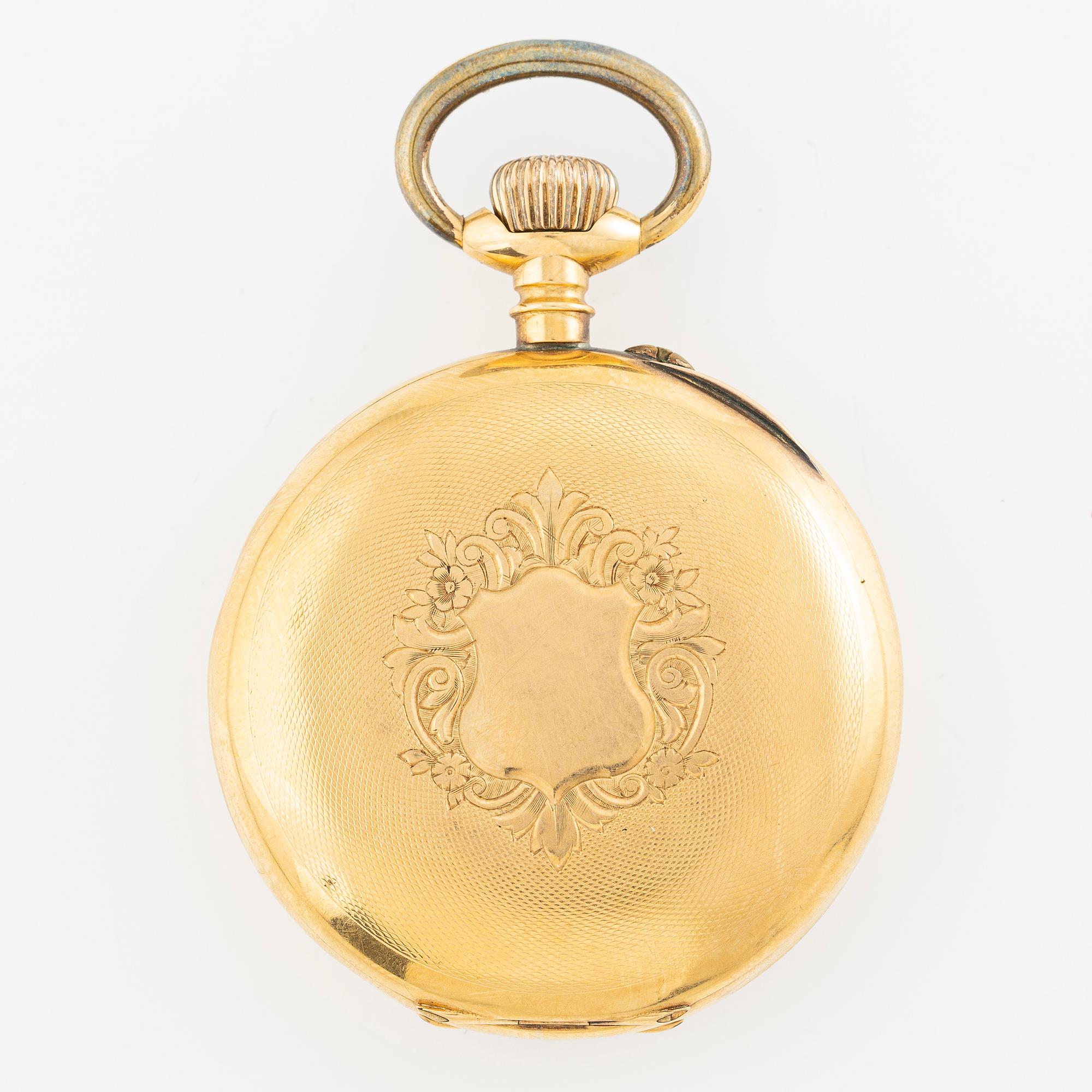 Pocket watch, 18K gold, 47 mm.