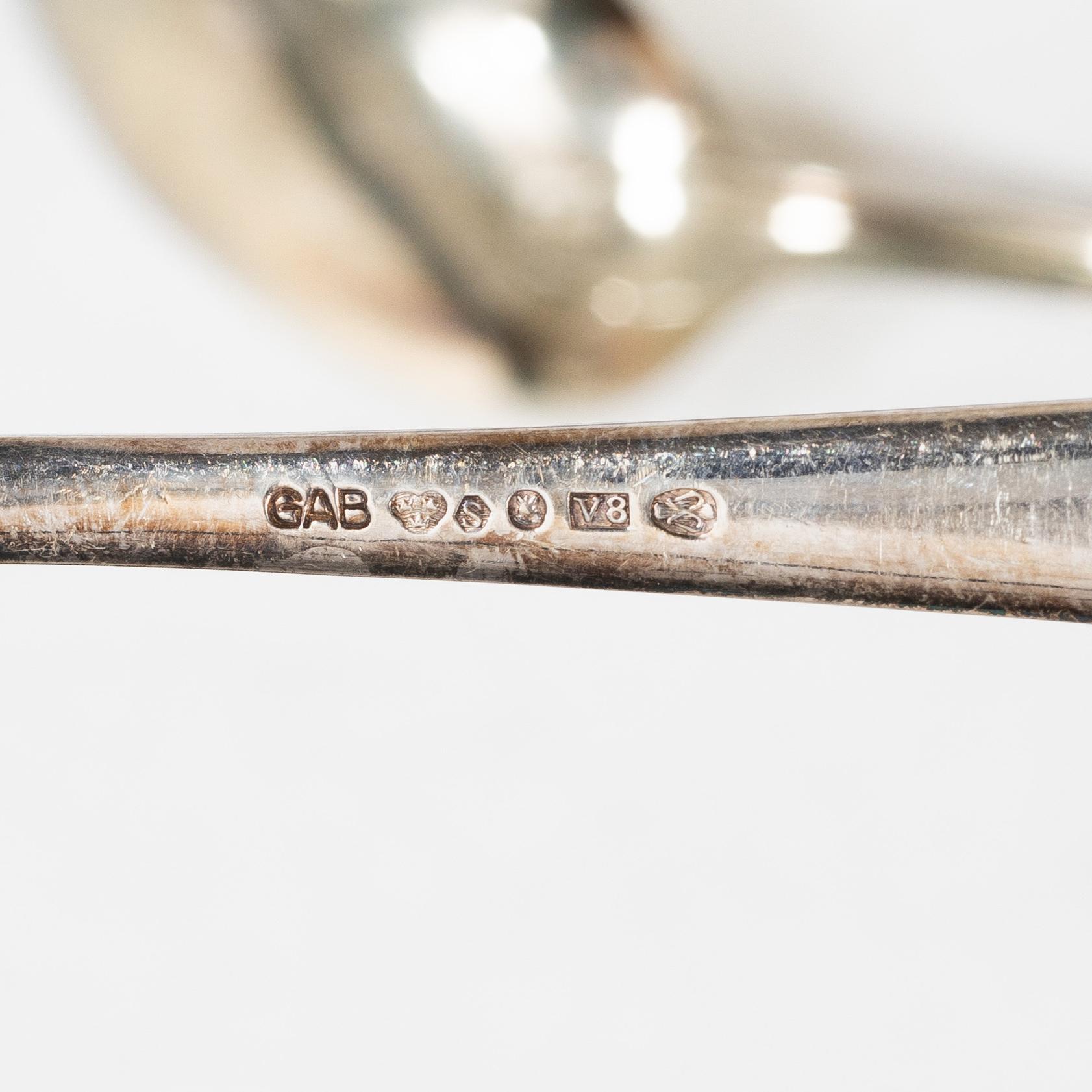 Guldsmedsaktiebolaget (GAB), Cutlery, 23 pcs, silver, including some Stockholm 1951.