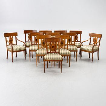 Chairs, 10 + 2 pcs, Empire. 19th century.