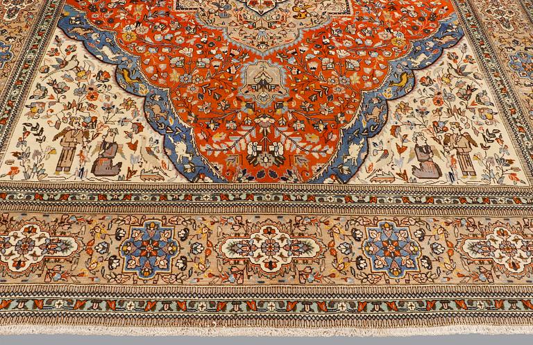 A carpet, Figural Tabriz so called Tabatabai, ca 390 x 268 cm.