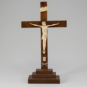 An 18th century wood and bone crucifix.