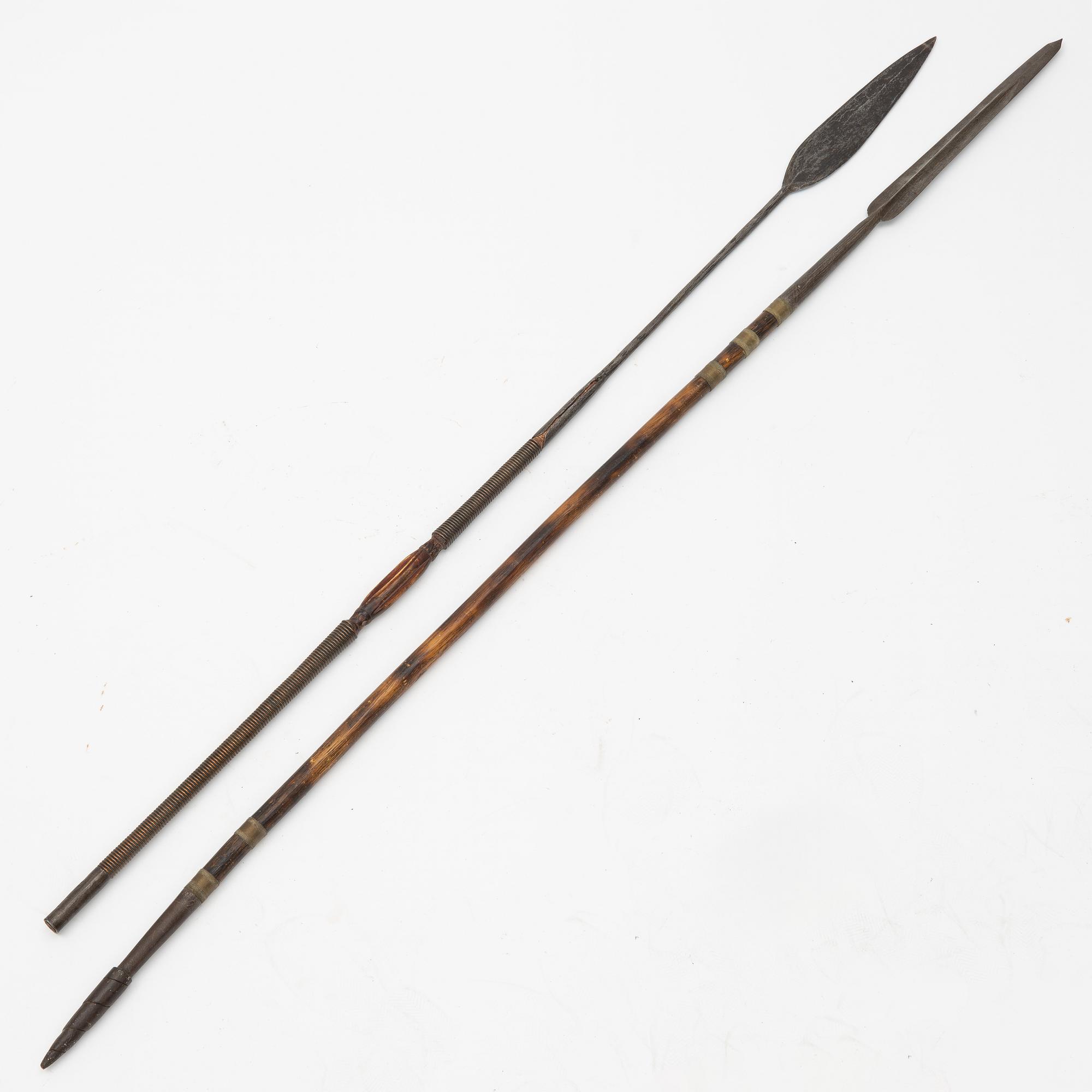 Spears, a pair, probably Kenya.