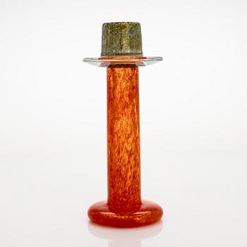 Oiva Toikka, a glass candlestick, signed Oiva Toikka Nuutajärvi Notsjö.