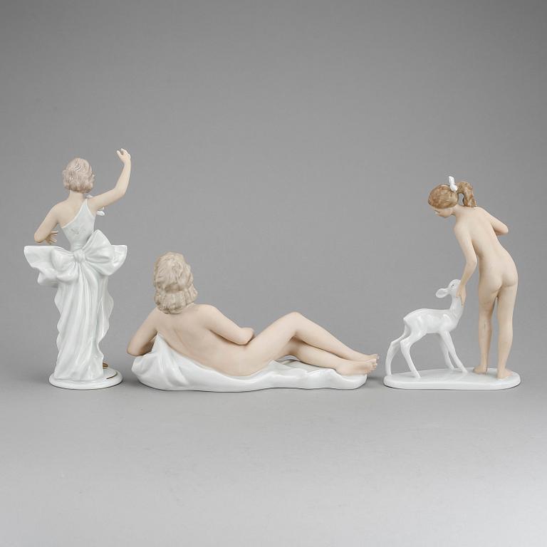 FIGURINER, 3 st, porslin, Wallendorf, 1900-tal.