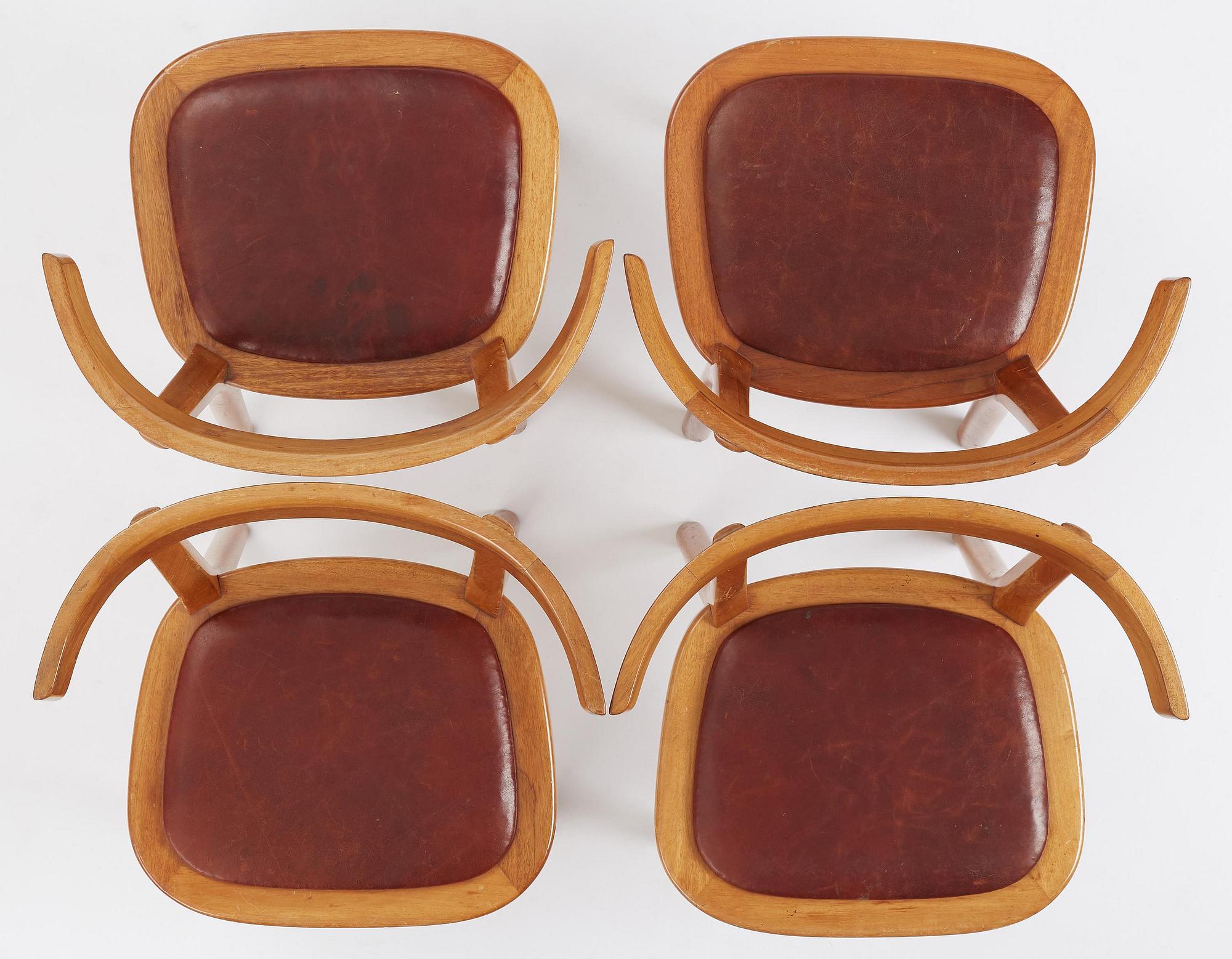 Gunnar Asplund, a set of eight mahogany chairs, Svenska Möbelfabrikerna, Bodafors, ca 1934-35, for the Bredenberg Department Store.