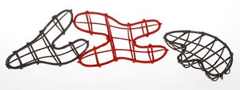 CHARLOTTE ÖBERG BAKOS, skulptur, 3 delar, bemålad bambu, signerad o daterad 96.