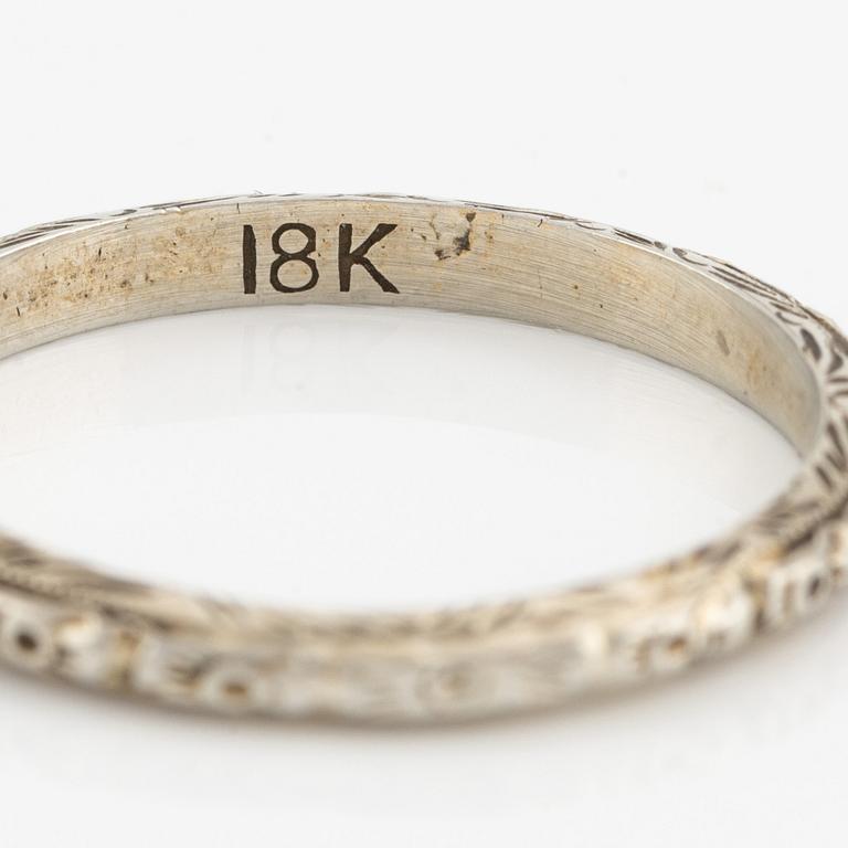 Ringar, två stycken, 18K vitguld med briljantslipad diamant, art déco.