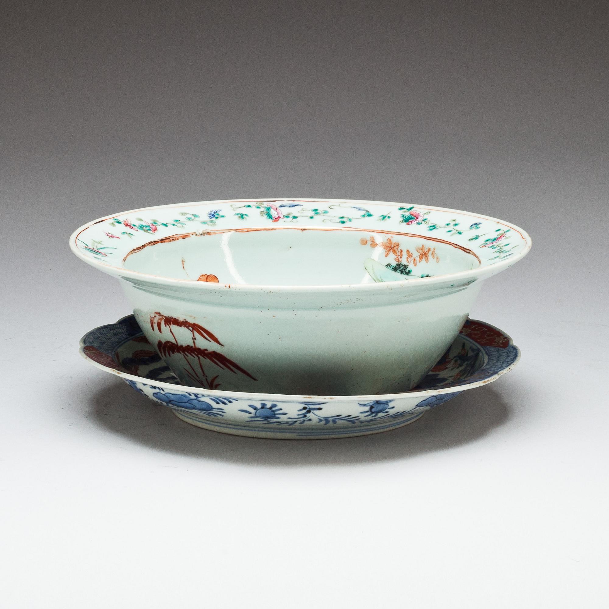 TVÄTTFAT samt FAT, porslin, Kina resp Japan, 1800-tal/1900-tal.