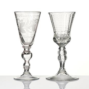 A german cut glass beaker, and a an engraved beaker, 18th century.
