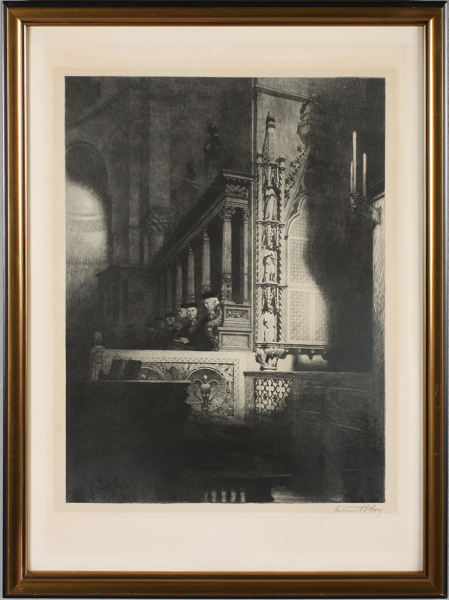 FERDINAND BOBERG, etsning, signerad.