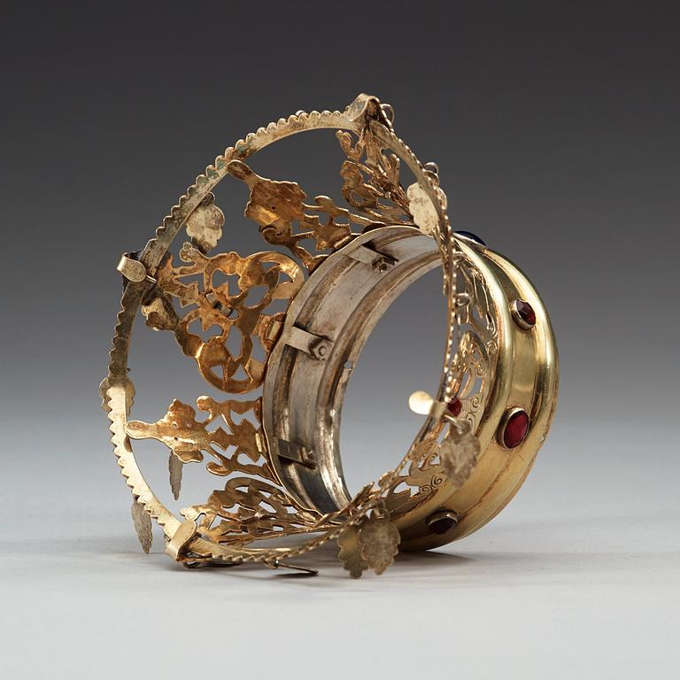 A Swedish mid 19th century silver-gilt wedding-crown, marked Anders Gottlieb Herkepeus, Norrtälje 1851.