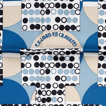 Hermès, an 'Ex-Libris en Cravates' twill silk scarf.