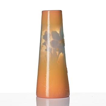 Emile Gallé, an Art Nouveau cameo glass vase and a fire-poilshed cameo glass bowl, Nancy, France.