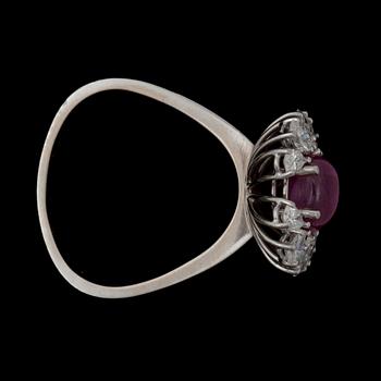 A Georg Jensen untreated ruby and diamond ring. Total carat weight of diamonds ca 1.30 cts.
