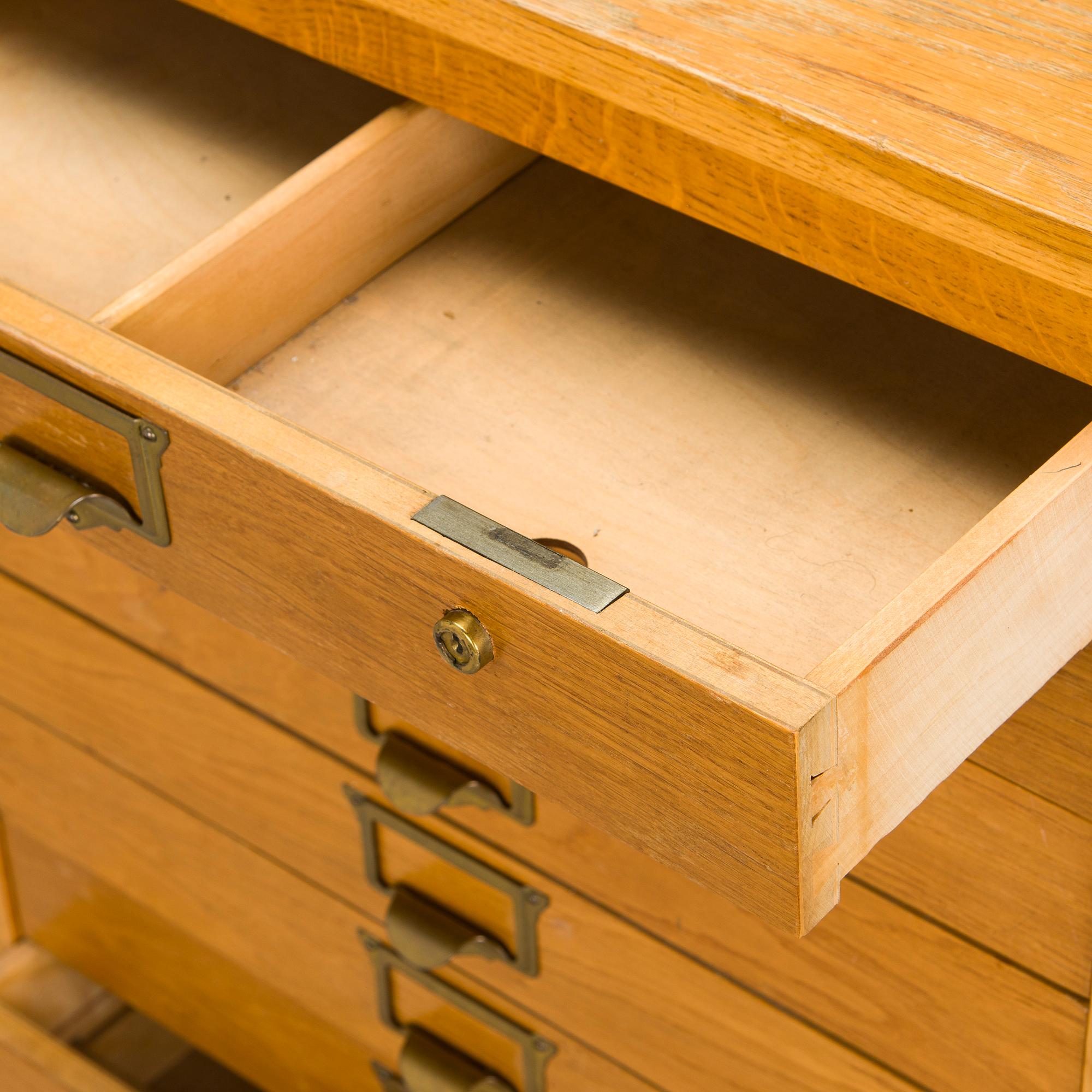A Billnäs oak wood archive cabinet, Finland mid-20th century.